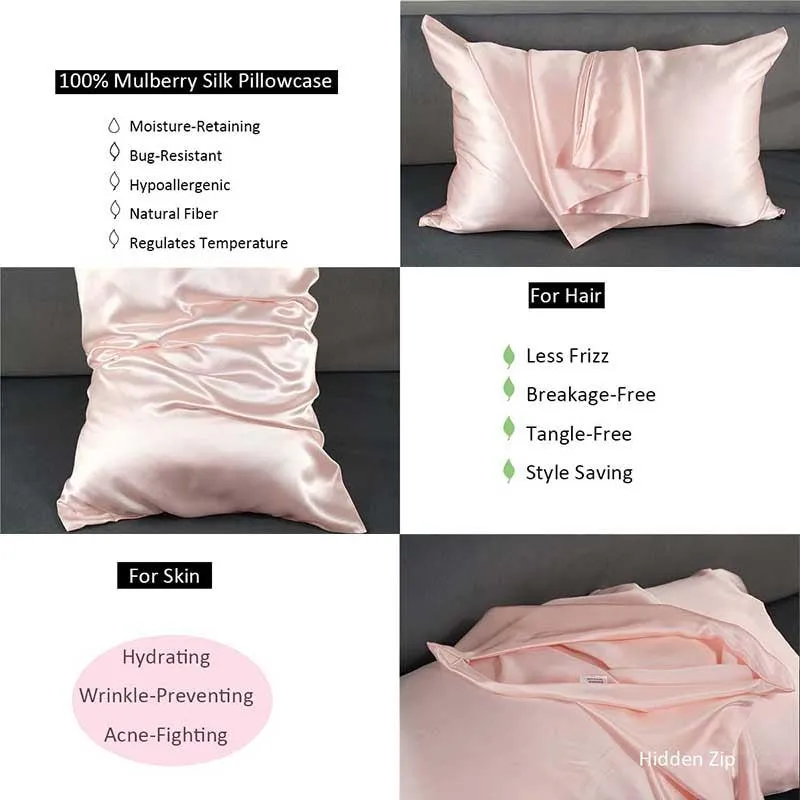 19 Momme Silk Pillowcase - Hidden zip - Queen size - custom and wholesale