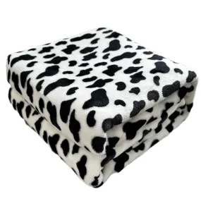 1pc Cow Printed Flannel Blanket, Double-sided Blanket Gift, Warm Soft Black And White Bed Blanket For Couch Bed Sofa Travelling, Birthday Gift Air Conditioning Blanket