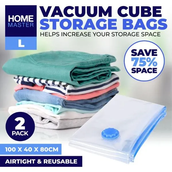 2 Pack Storage Vacuum Bags - 80cm x 100cm