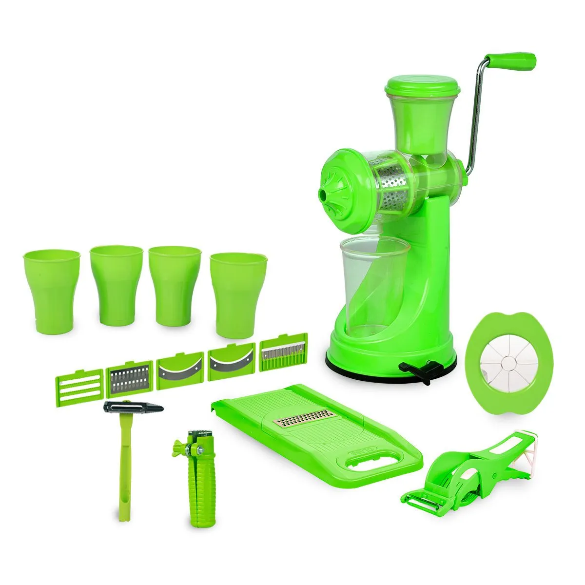 2042 Kitchen Combo - Juicer, 6 in 1 Slicer, Vegetable Cutter, Corn Cutter, Spiral Cutter, 4 in 1 Peeler, Orange Peeler, Apple Cutter and 4pc Glasses