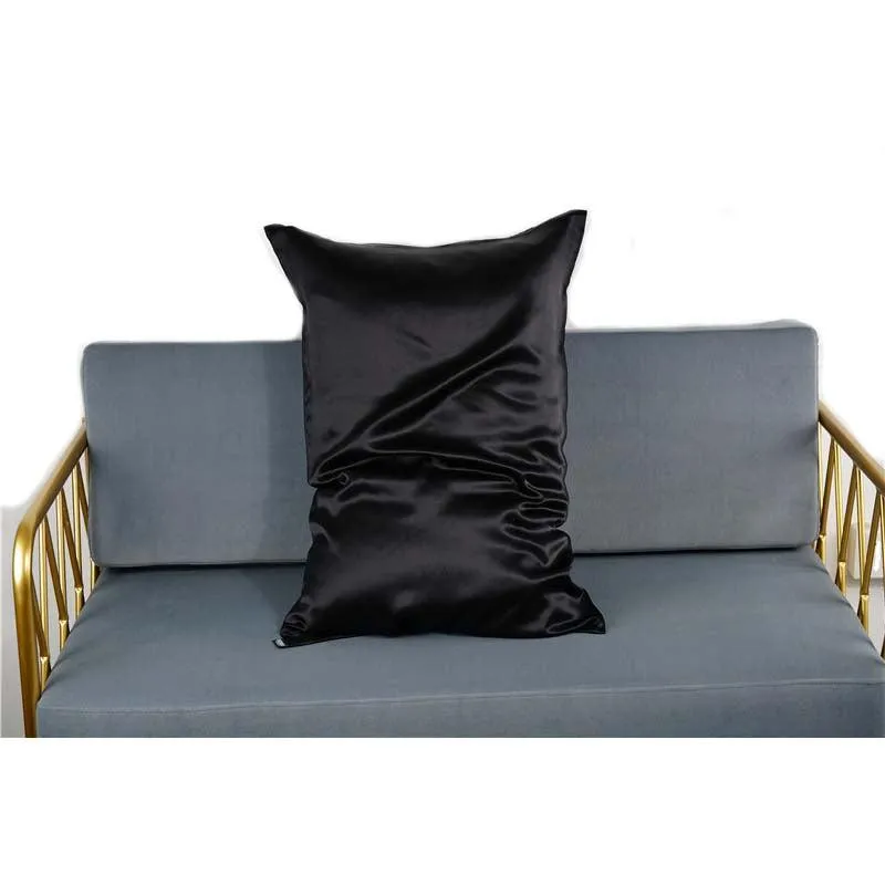 22 Momme silk pillowcase - Queen - Hidden Zip - Black