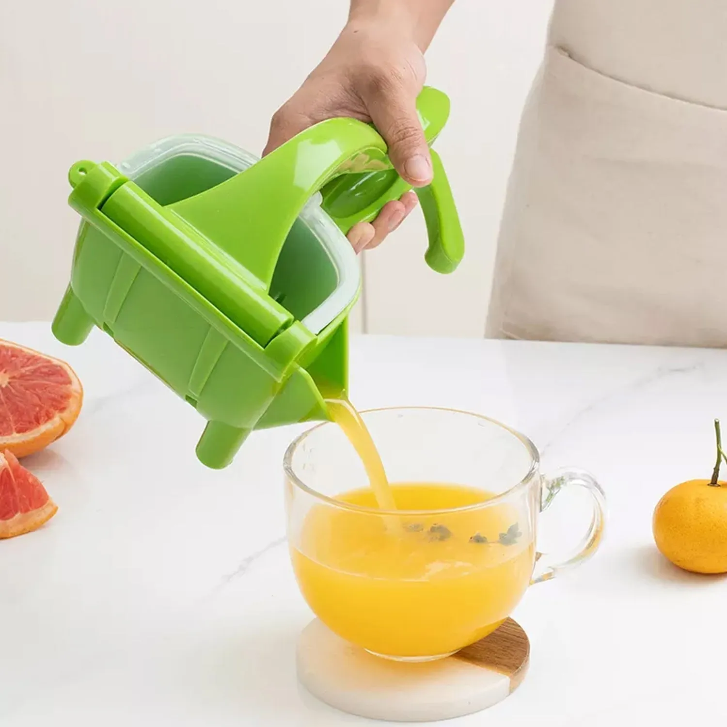 2203 Manual Plastic Fruit Juicer, Hand Press Lemon Squeezer Hand Juicer Citrus Press Juicer Fruit Extractor Tool for Orange, Limes, Lemon ( Brown Box )