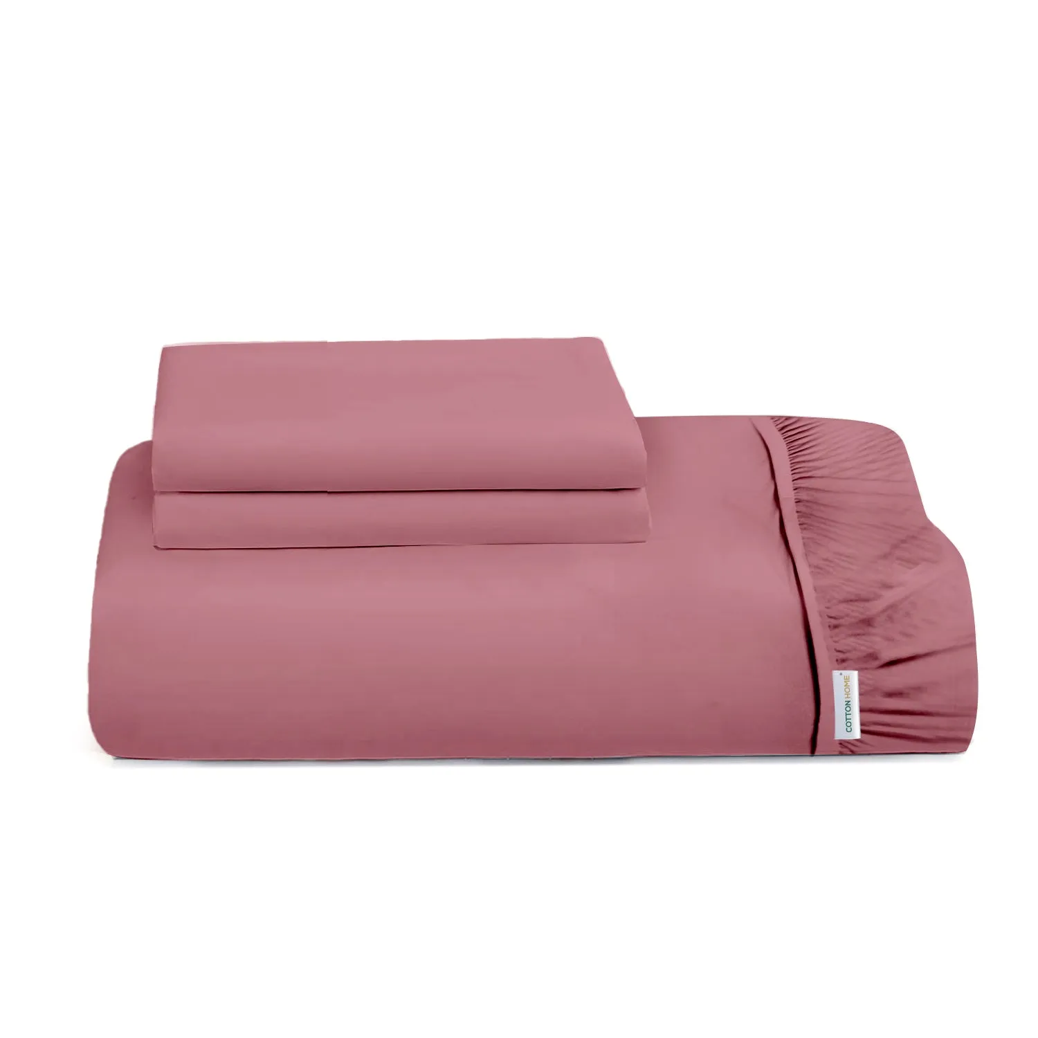 3 Piece Fitted Sheet Set Super Soft Mauve Twin Size 160x200 30cm with 2 Pillow Case