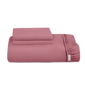 3 Piece Fitted Sheet Set Super Soft Mauve Twin Size 160x200 30cm with 2 Pillow Case