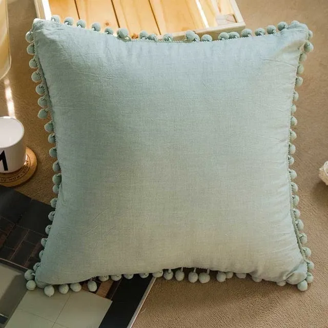 45*45cm Solid Pompom Cushion Cover