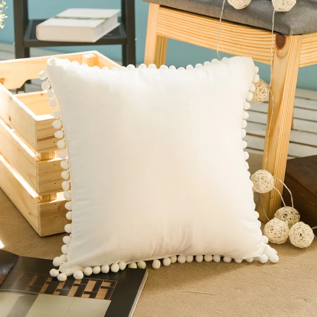 45*45cm Solid Pompom Cushion Cover