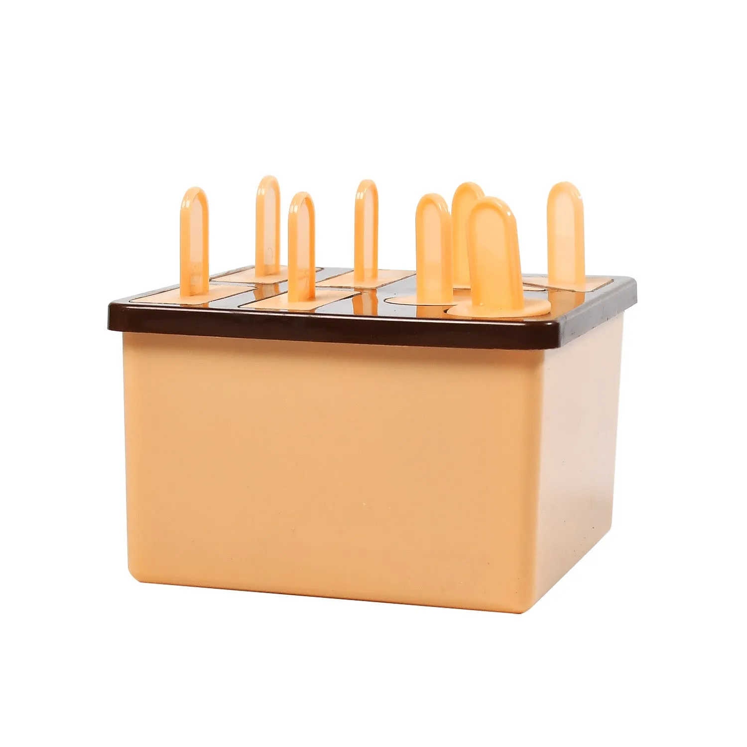 6316B  Plastic Kulfi Mould, Kulfi Moulds 8 pcs Tray Ice Cream Mould Reusable Frozen Kulfi Maker Popsicle Sticks Lolly Ice Popsicle Candy Mould for Children pink Color Brown Box