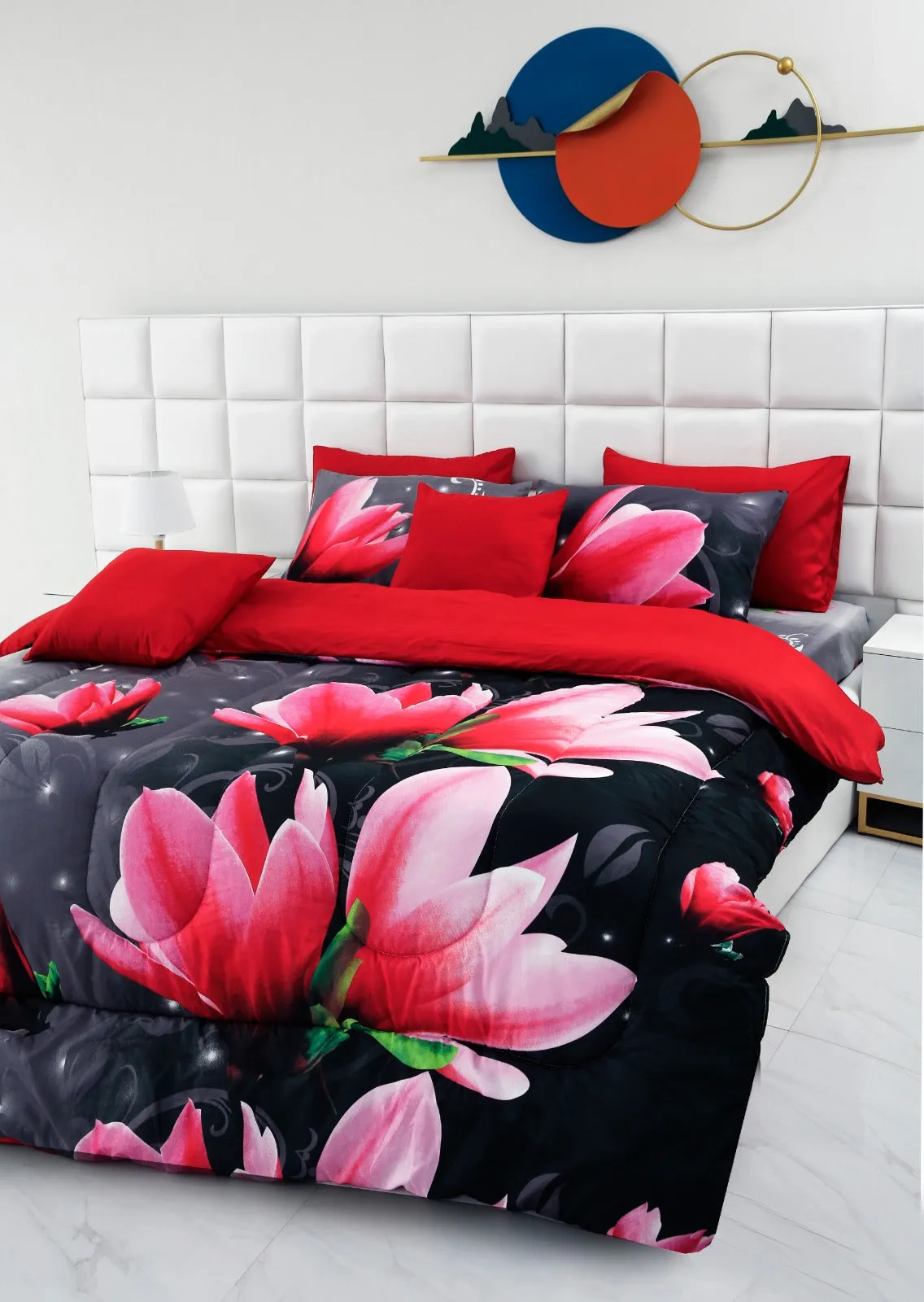 8 PCs Winter Comforter Set-15010Pink Lotus