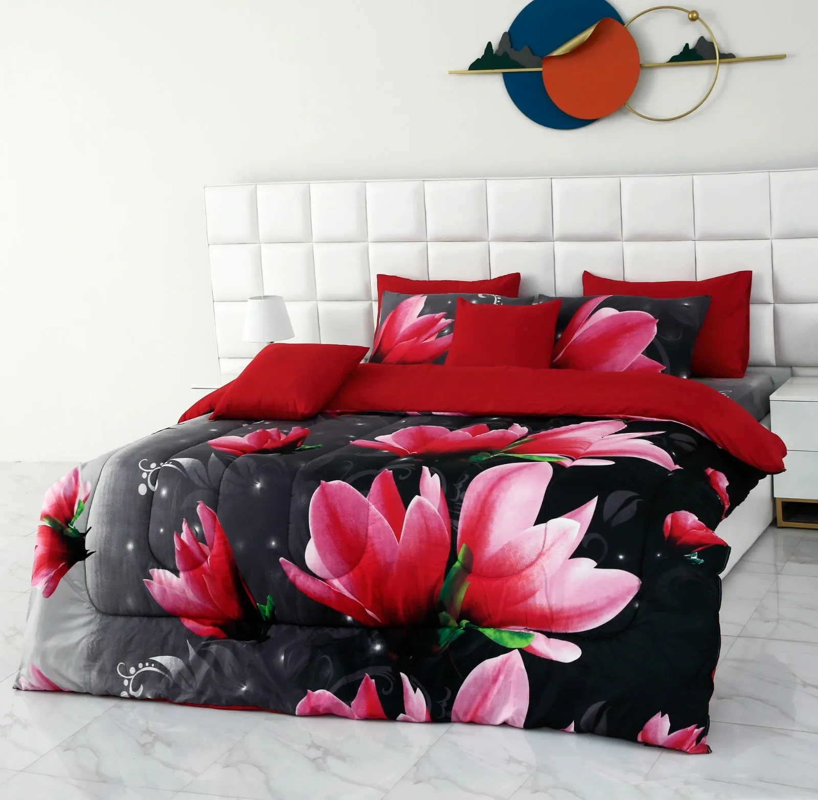 8 PCs Winter Comforter Set-15010Pink Lotus