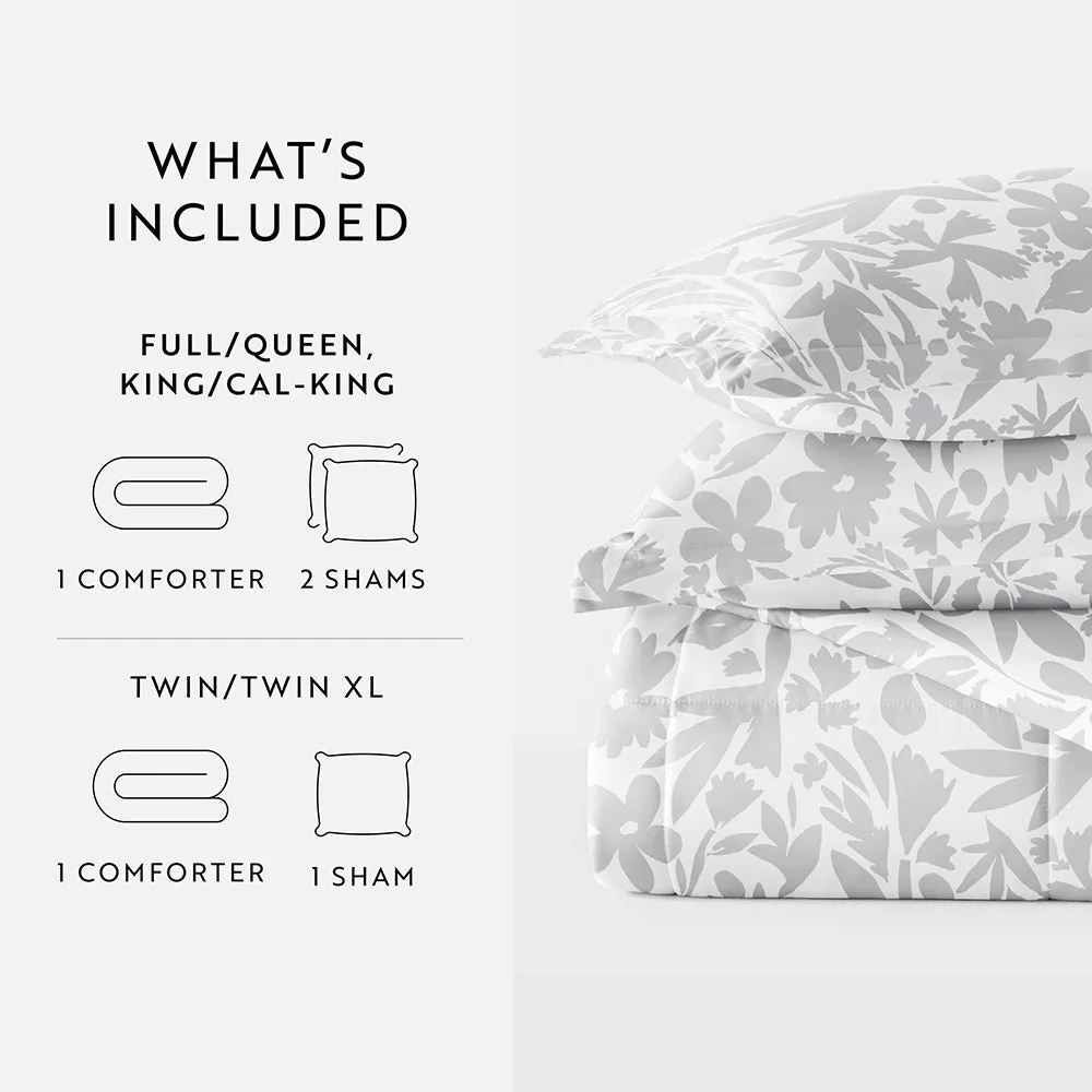 Abstract Garden Patterned Down-Alternative Comforter Set