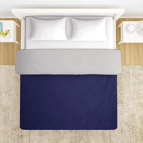 AC Comforter and Bedding Set for Double Bed, Navy Blue & Cloud Grey