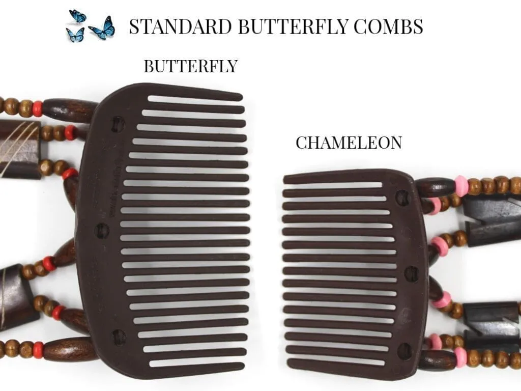 African Butterfly Chameleon Hair Comb - Dalena Clear 26