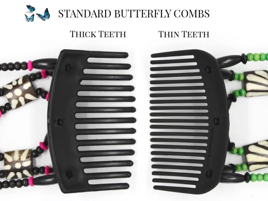 African Butterfly Hair Comb - Stones & Bones Black 94