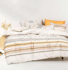 Amsons Charlotte Pure Cotton Duvet Doona Quilt Cover Set – Peach, Yellow, Cream Black