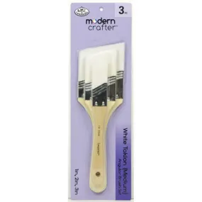 Angular Brush Set White Taklon Assorted Set of 3