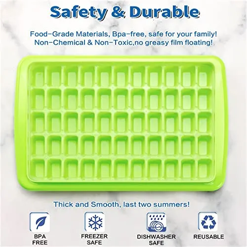 ARTLEO Ice Cube Tray with Lid and Bin for Freezer, Easy Release 55 Nugget Ice Tray with Cover, Storage Container, Scoop. Perfect Small Ice Cube Maker Tray & Mold. Flexable Durable Plastic, BPA Free