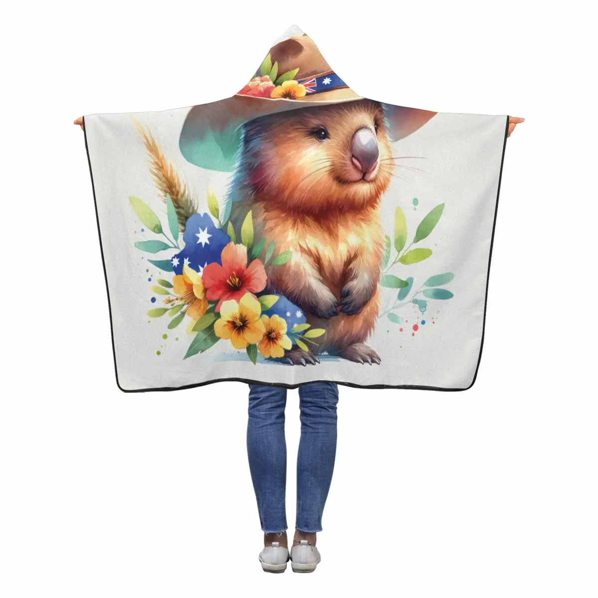 Australian Animal Wombat Awd1323  Hooded Blanket 50"x40"