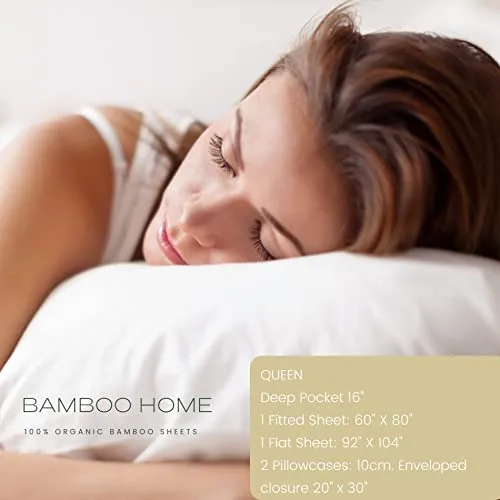 Bamboo Sheets Queen - Super Soft and Cooling Sheets, 100% Organic Bamboo Sheets, Deep Pocket, Bamboo Bed Sheet Set 4pc, eco friendly - Bamboo Home