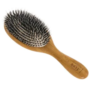 BASS BRUSHES - Large Oval Hairbrush with Natural Bristle   Nylon Pin - 1 Brush