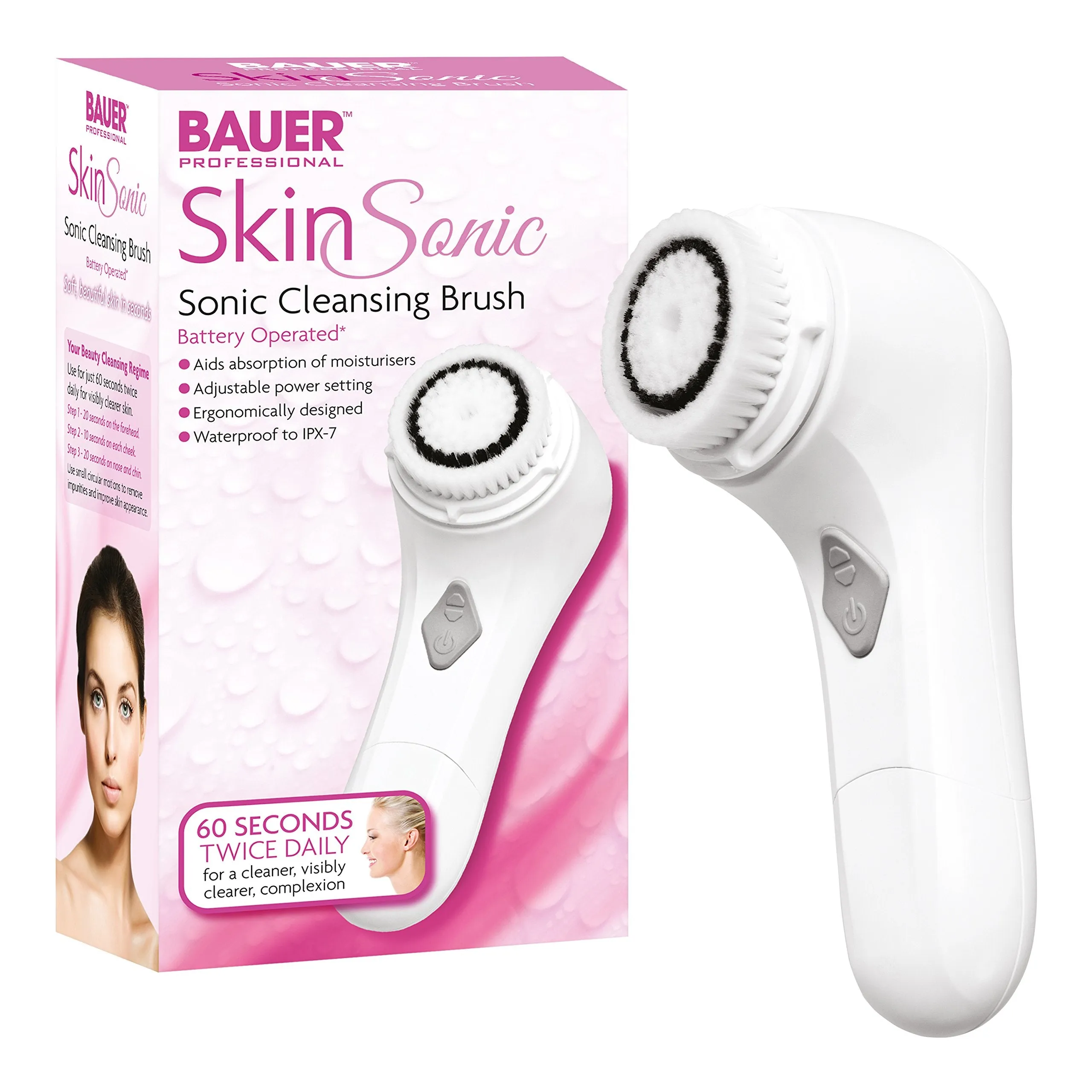 Bauer Professional Skin Sonic Cleansing Brush ~ Cleaner, Softer Skin ~ Battery Operated ~ 38720