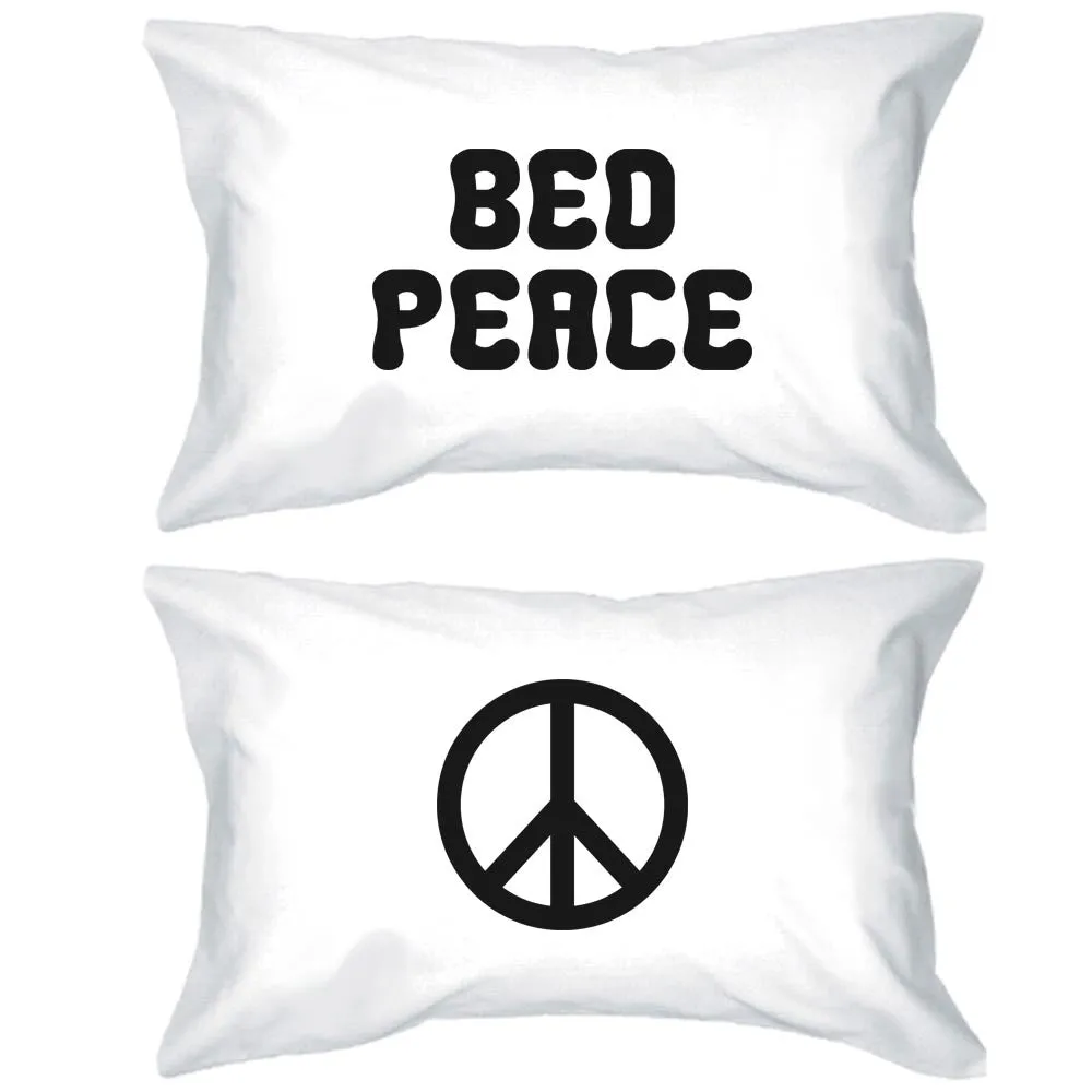 Bed Peace Funny Graphic Design Printed White Standard PillowCases