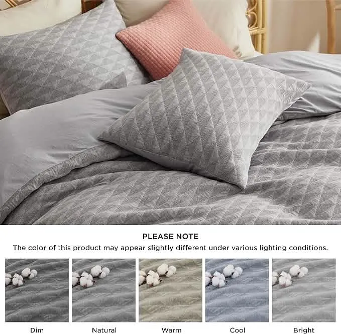 Bedsure 100% Cotton Fluffy Triangle Jacquard Duvet Cover Set