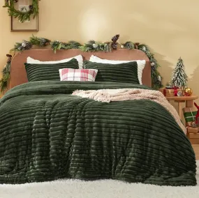 Bedsure Striped Flannel Comforter Set