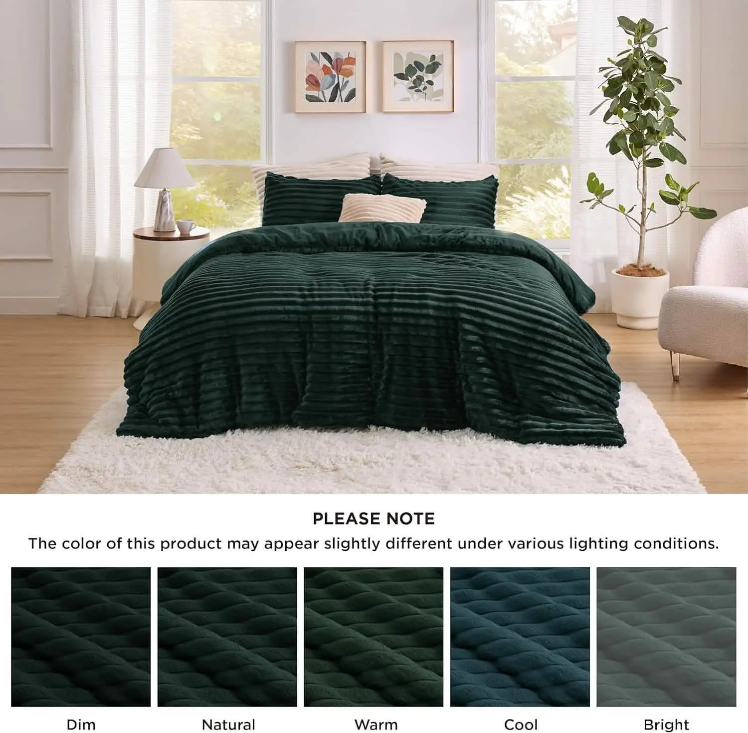 Bedsure Striped Flannel Comforter Set