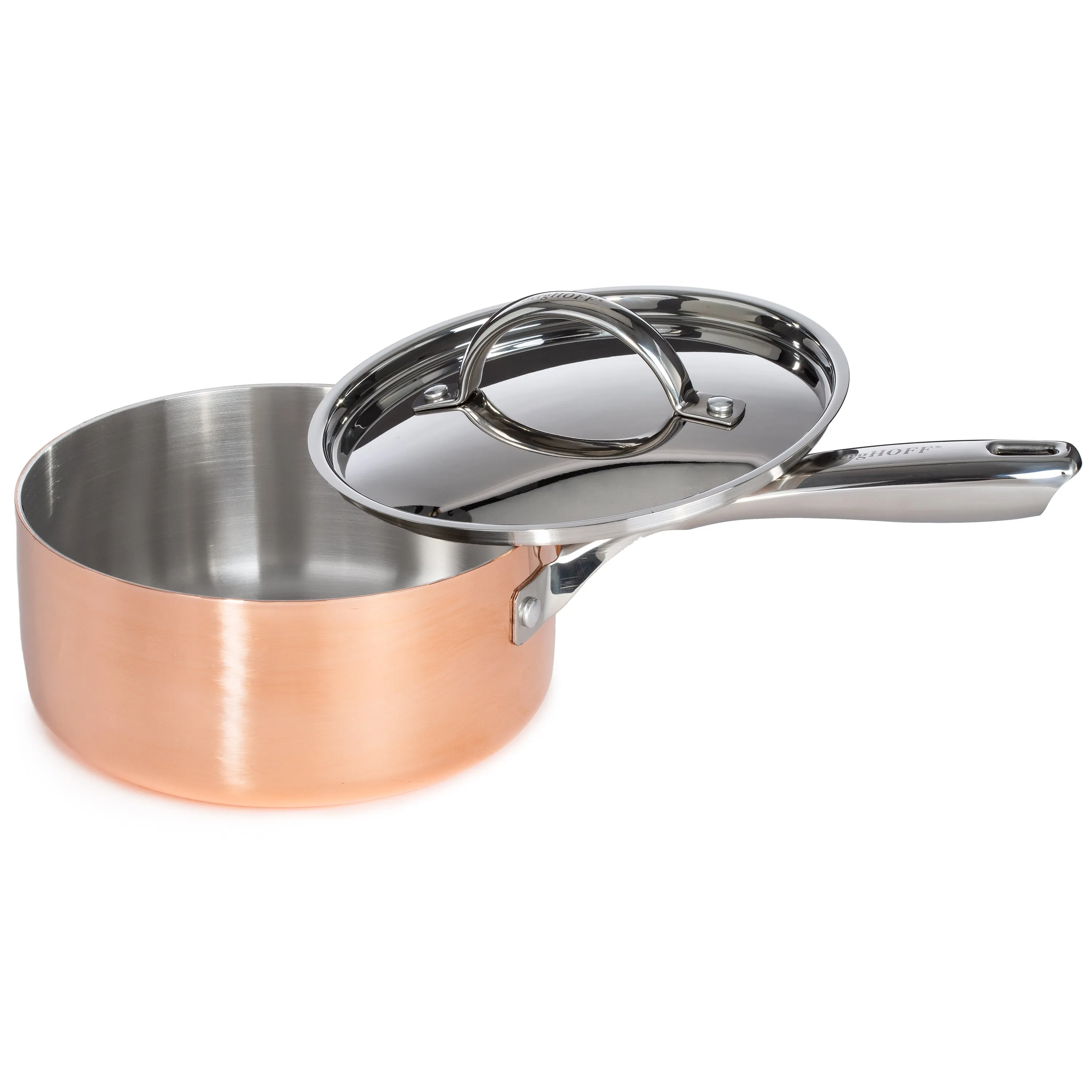 BergHOFF Vintage 4pc Tri-Ply Copper Cookware Set with Lids, Polished