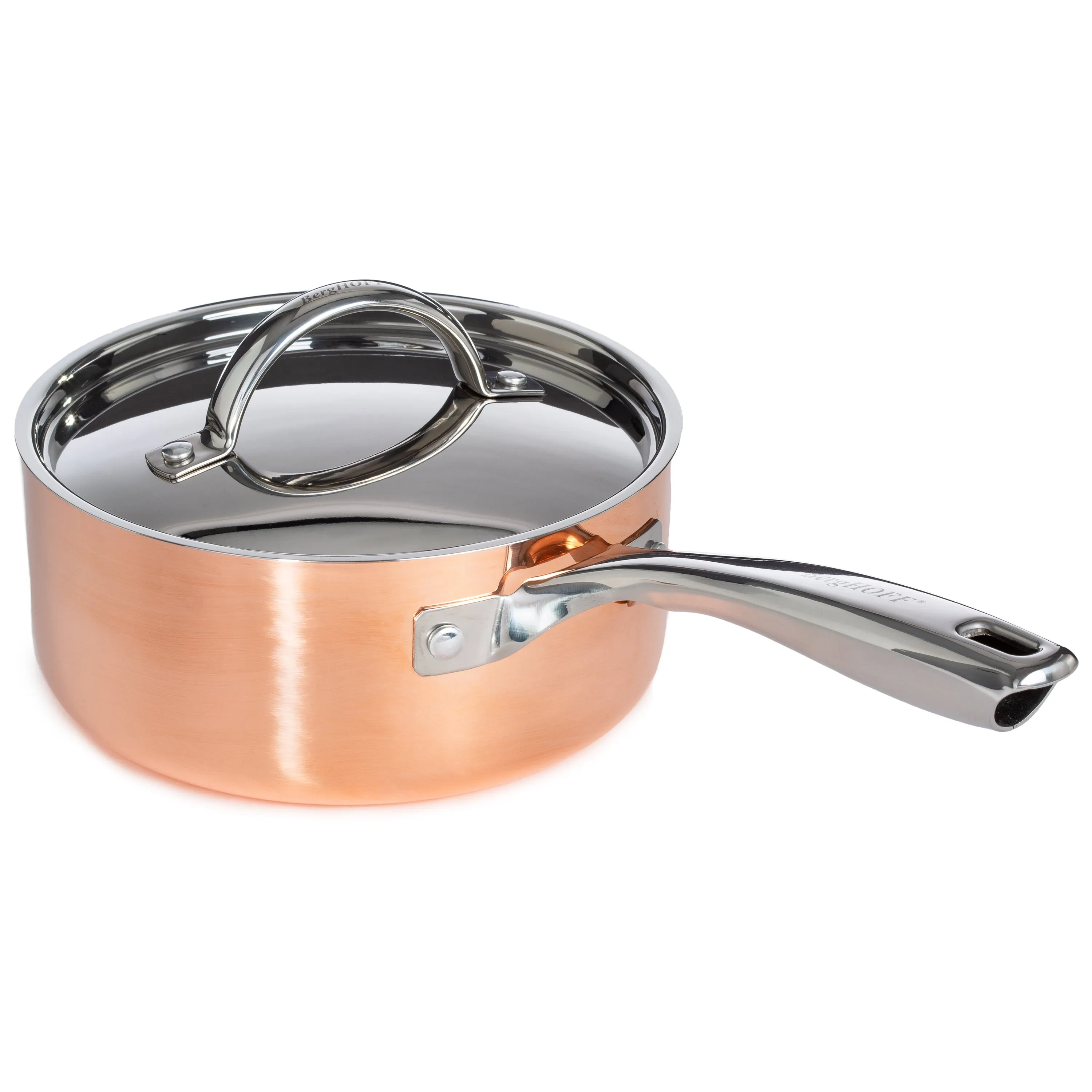 BergHOFF Vintage 4pc Tri-Ply Copper Cookware Set with Lids, Polished