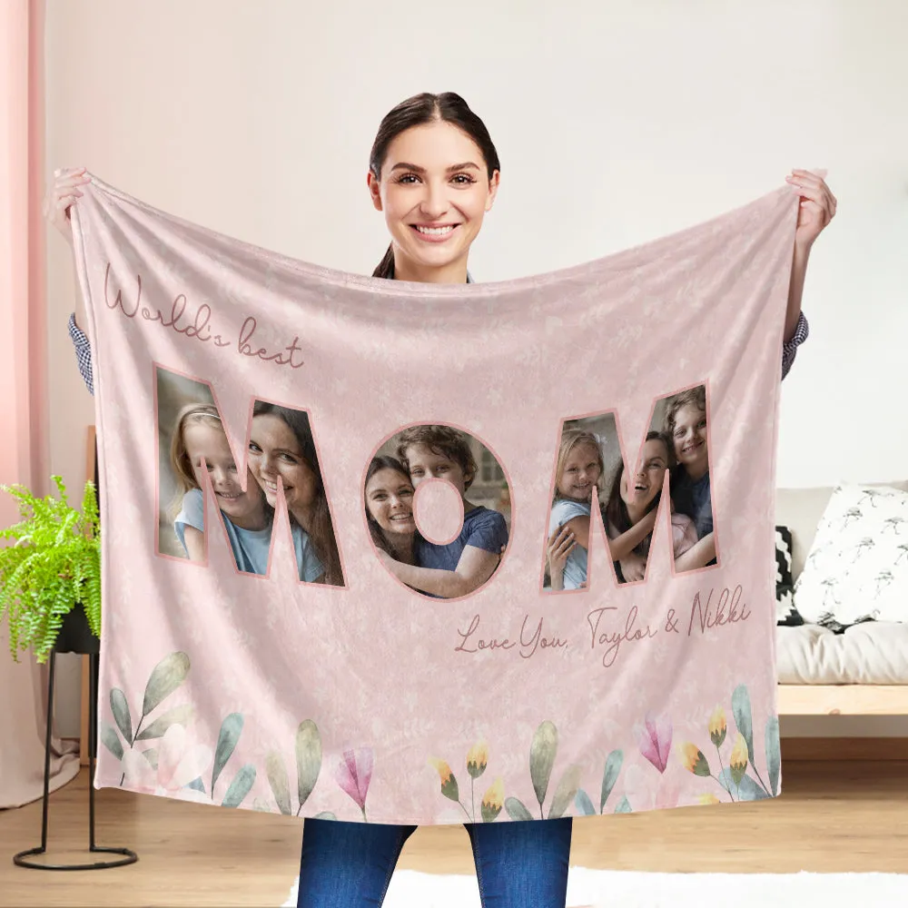 Best Mom Custom Photo Blanket Personalised Text Blanket