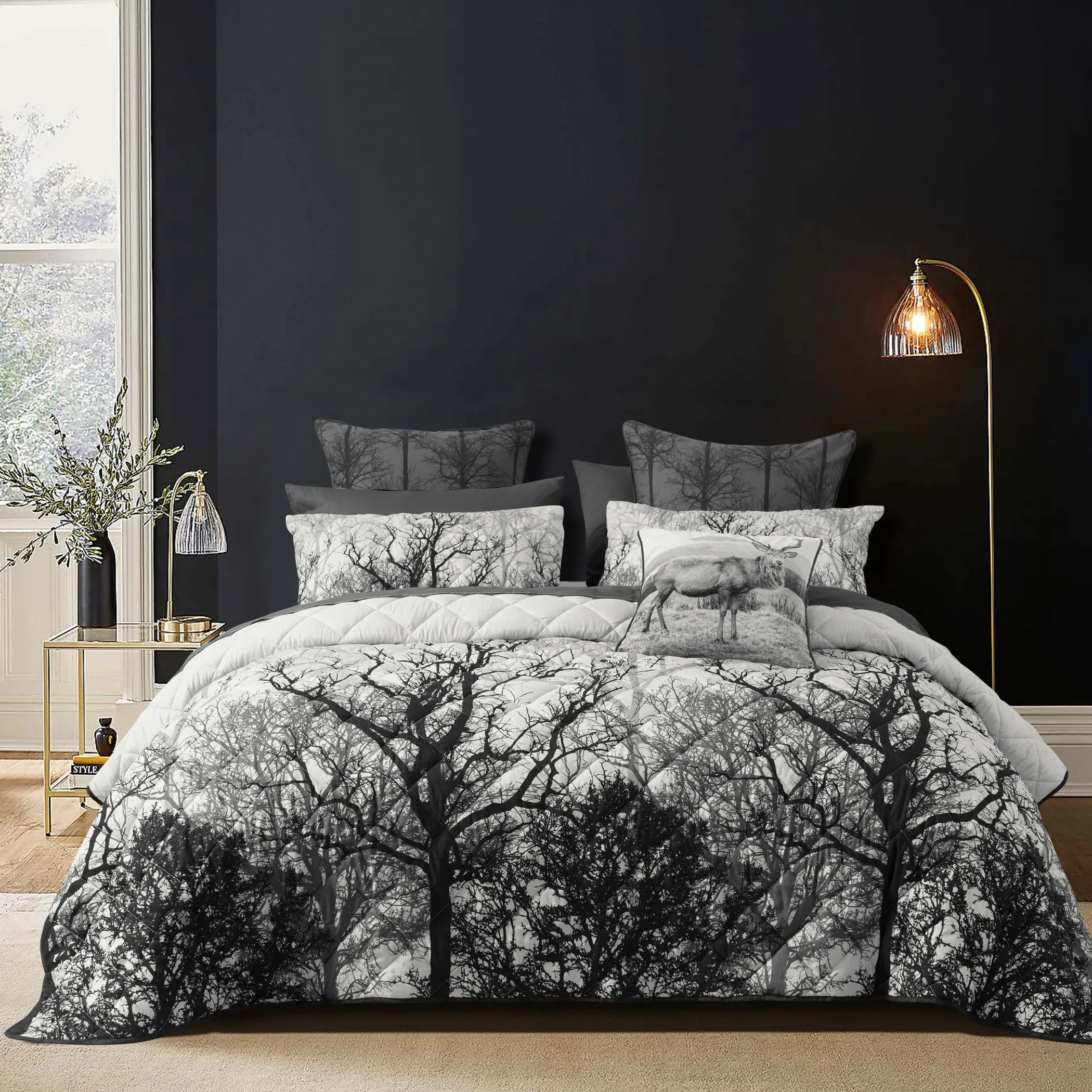 Bianca Bedding BOSCAGE Black Polyester Coverlet Set