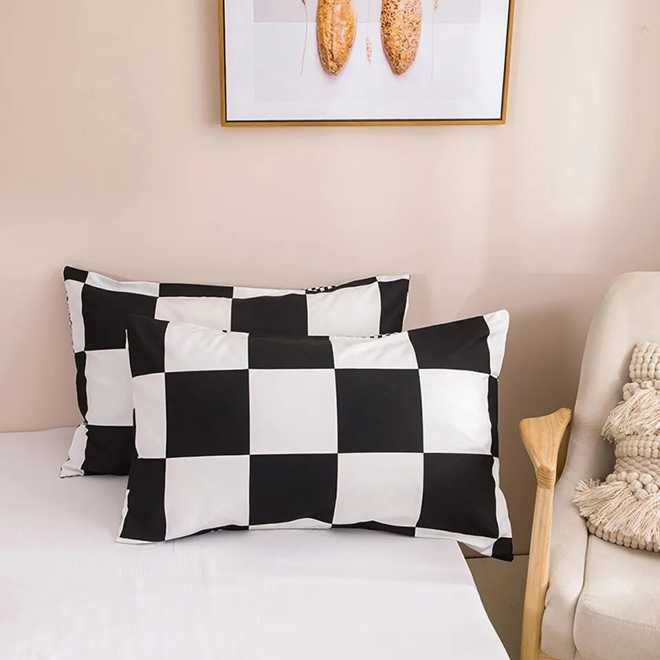 Black And White Bedding Set - Grid Lattice Bed Linen - Summer Duvet Sets