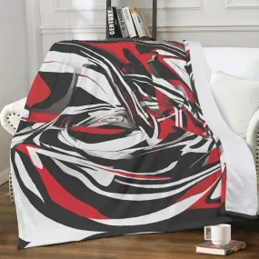 Black White and Red Soft Fleece Blanket