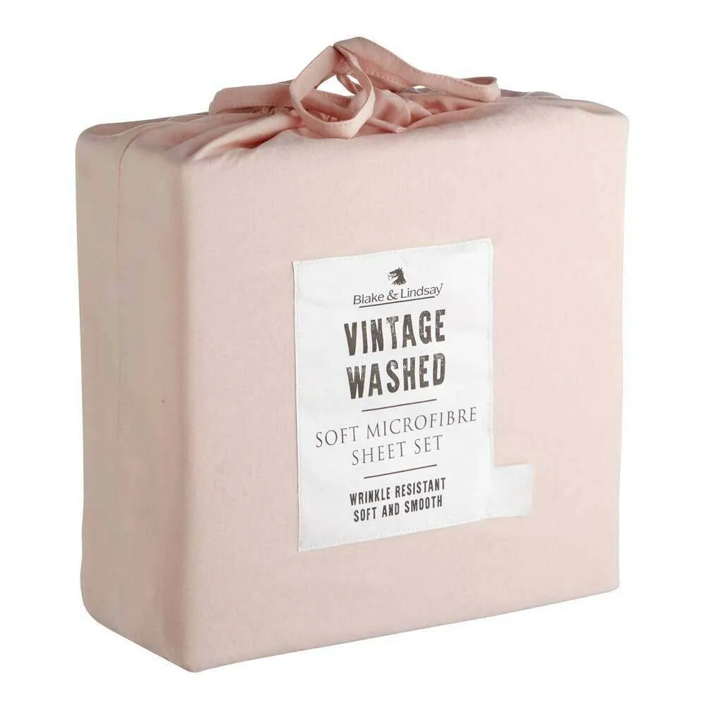 Blake & Lindsay Vintage Washed Microfibre Sheet Set Blush