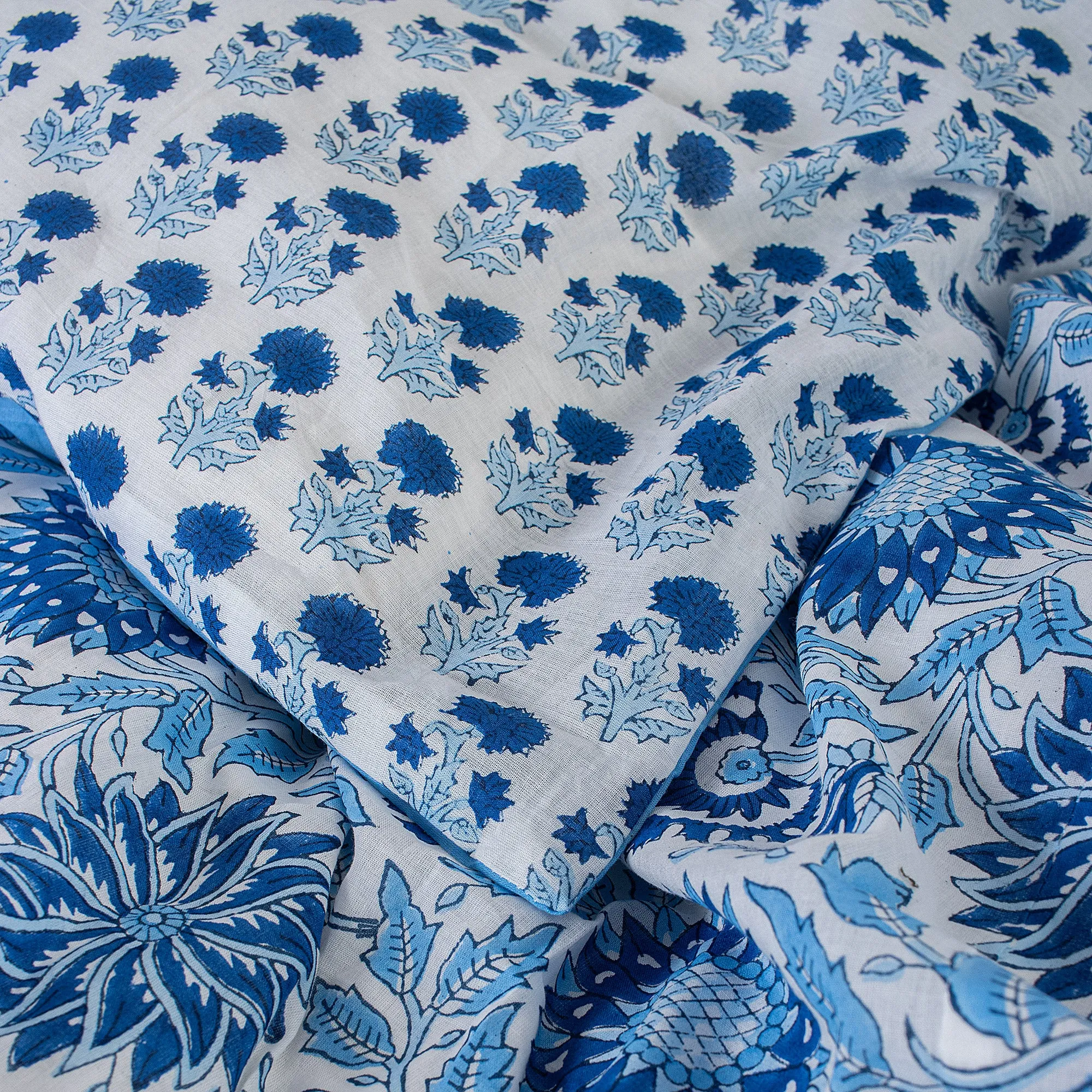 Block Print Soft Organic Cotton Duvet Blanket Cover With Shams