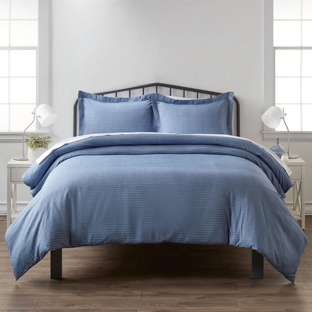 Blue Diamond Pattern 3-Piece Duvet Cover Set