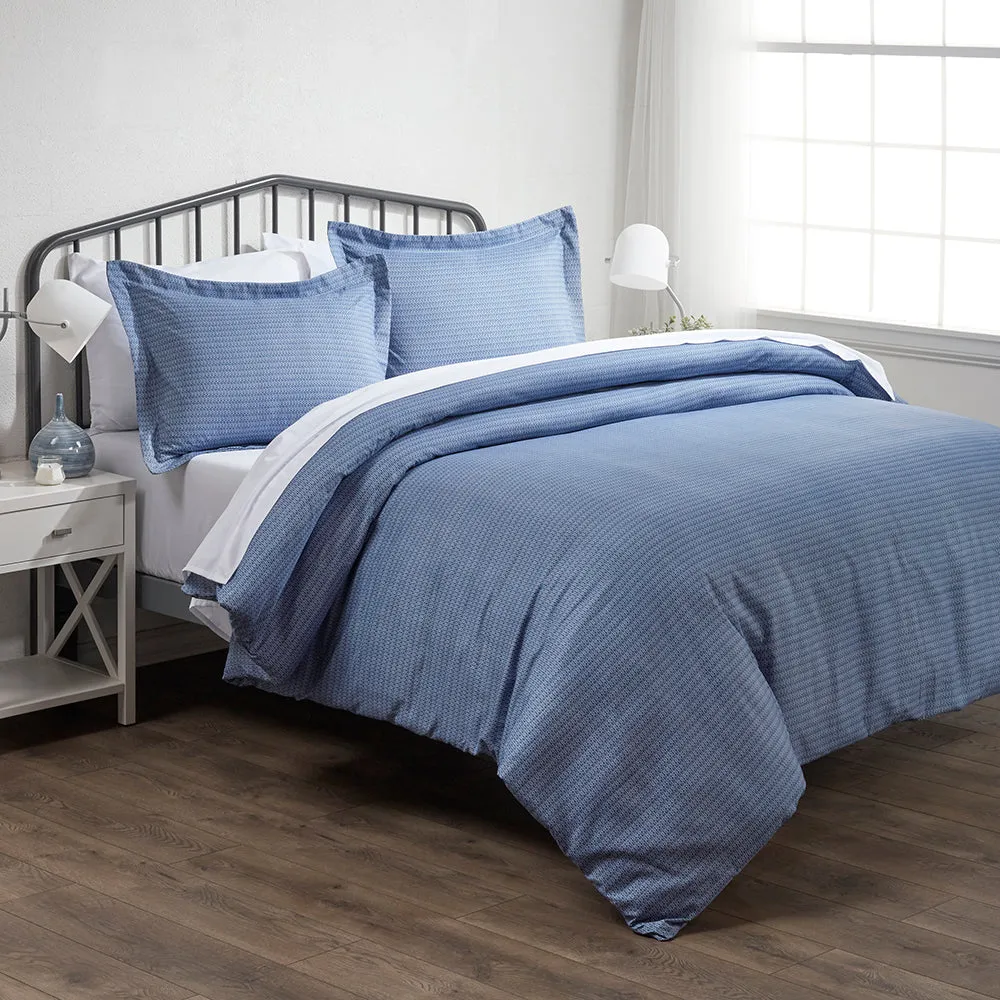 Blue Diamond Pattern 3-Piece Duvet Cover Set