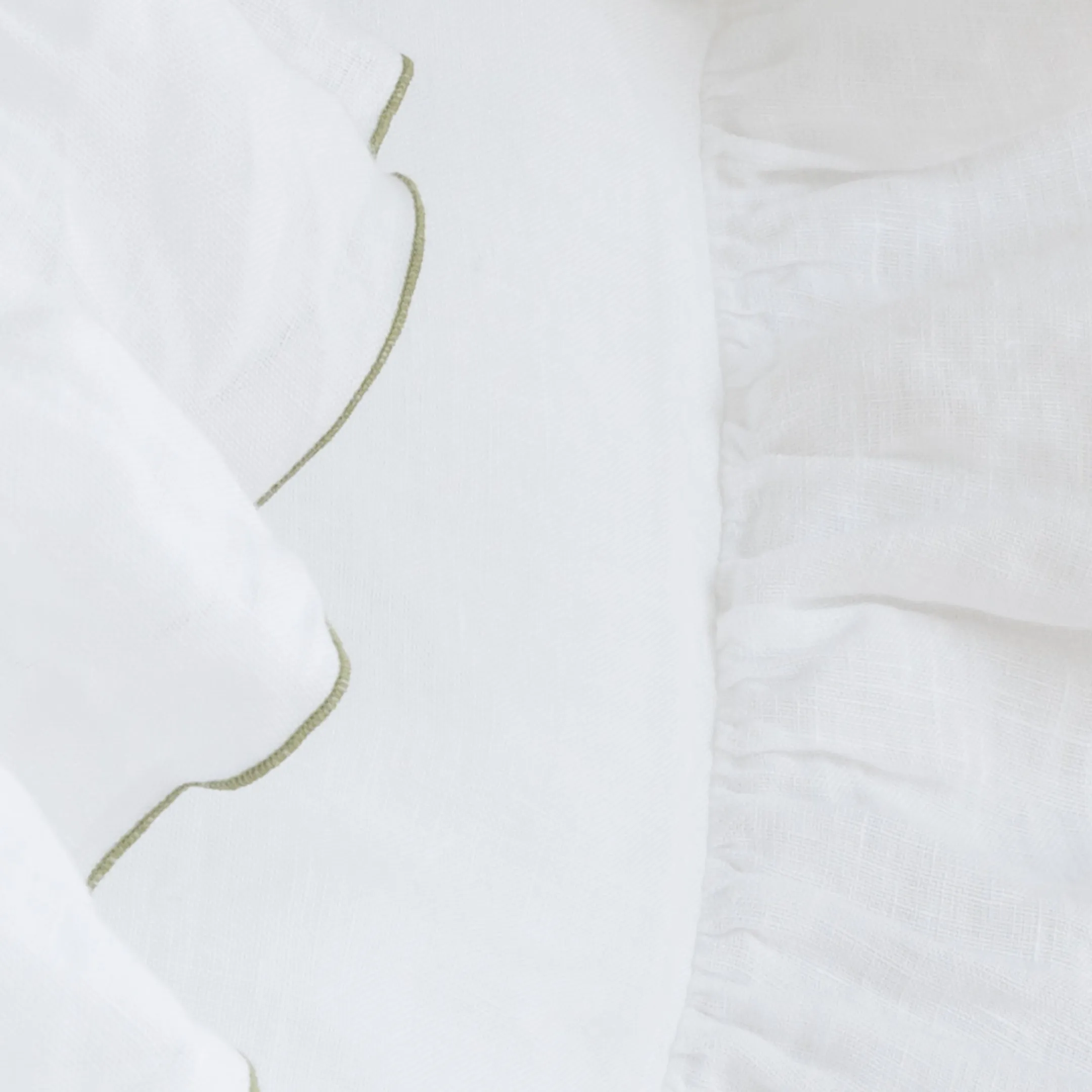 Breeze Linen Ruffle Pillowcase Pair - Snow White