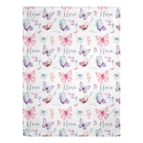 Butterfly Print Personalized Minky Blanket (Smooth Minky)