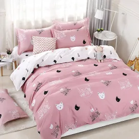 Cartoon Cat Print Letter Bedding Sets