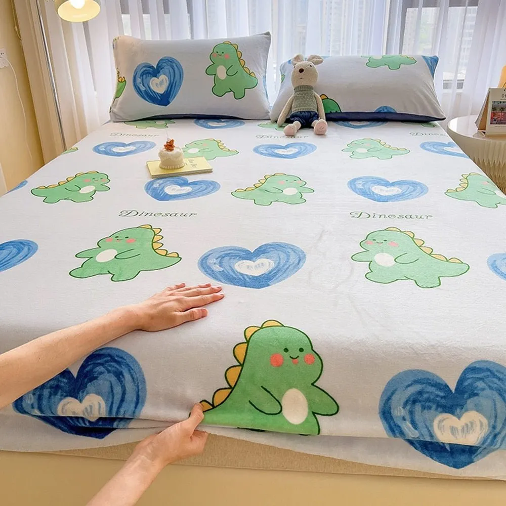 Cartoon Style Velvet Fitted Sheet