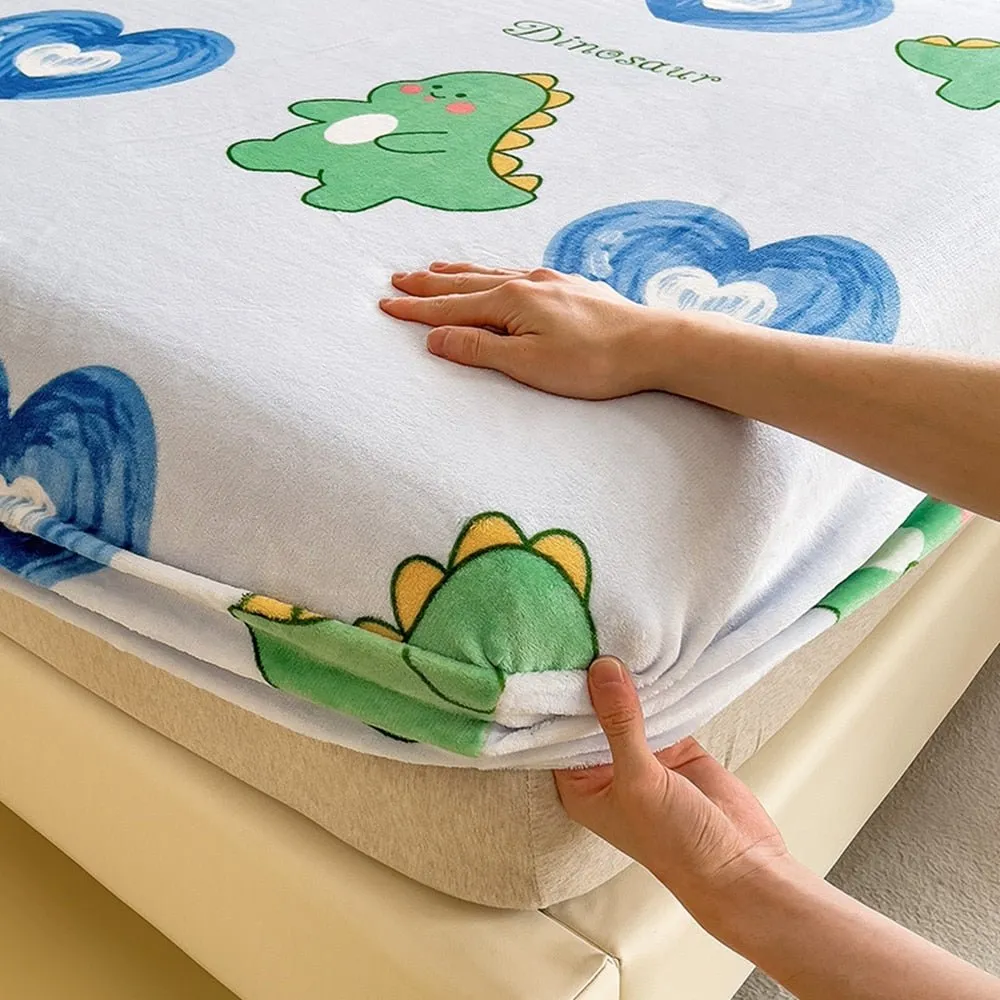 Cartoon Style Velvet Fitted Sheet