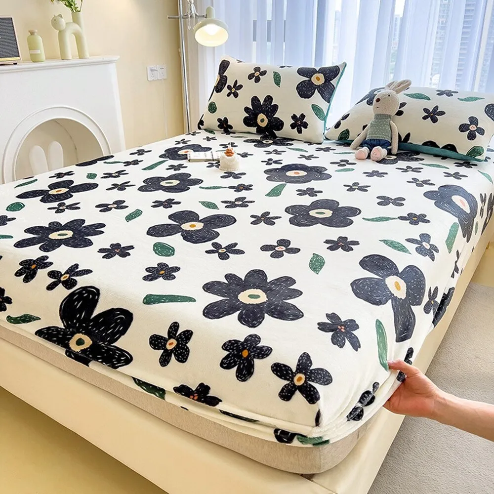 Cartoon Style Velvet Fitted Sheet