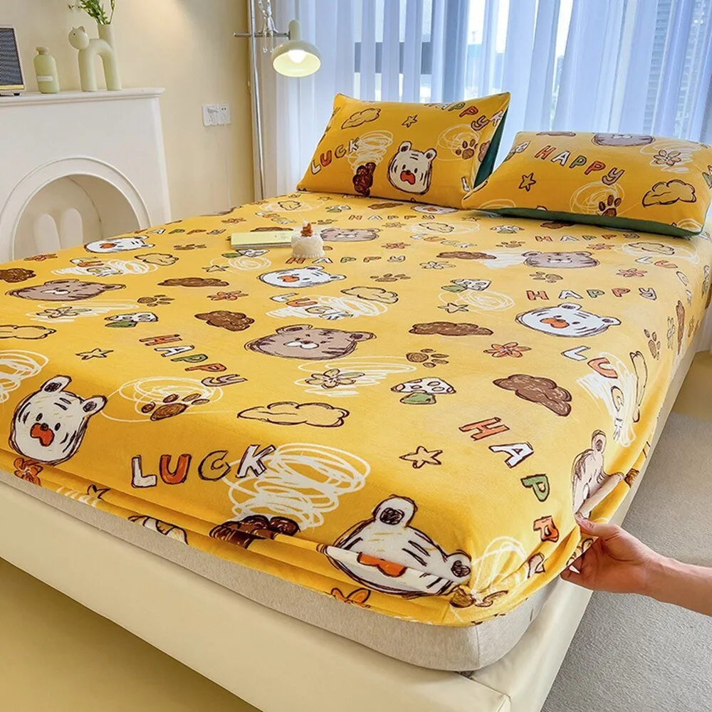 Cartoon Style Velvet Fitted Sheet