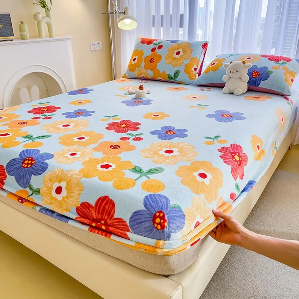 Cartoon Style Velvet Fitted Sheet