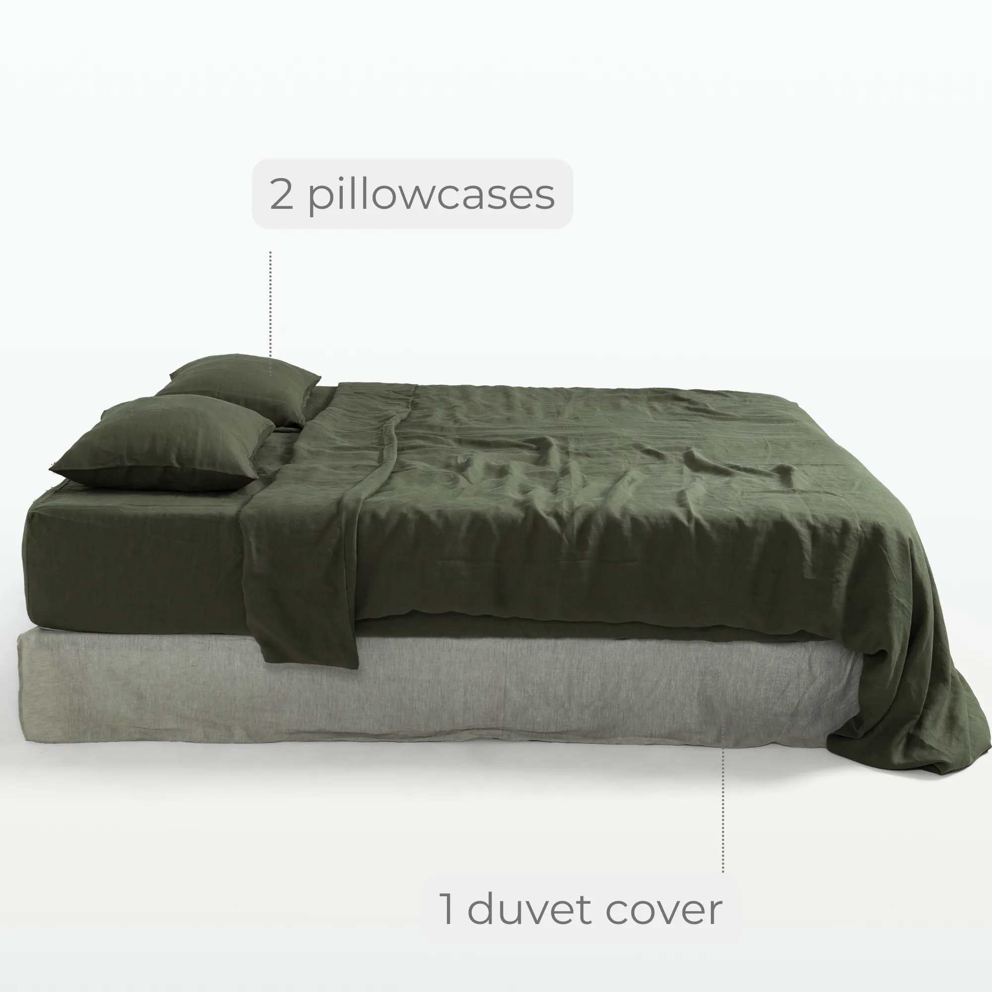 Cedar Green Linen Duvet Cover Set (3 pcs)