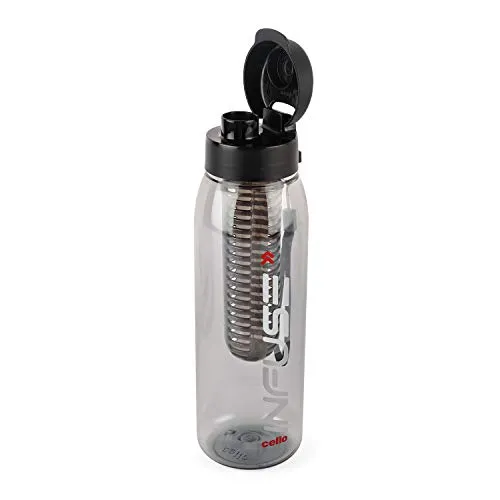 Cello Infuse Plastic Water Bottle, 800 ml, Black