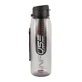 Cello Infuse Plastic Water Bottle, 800 ml, Black