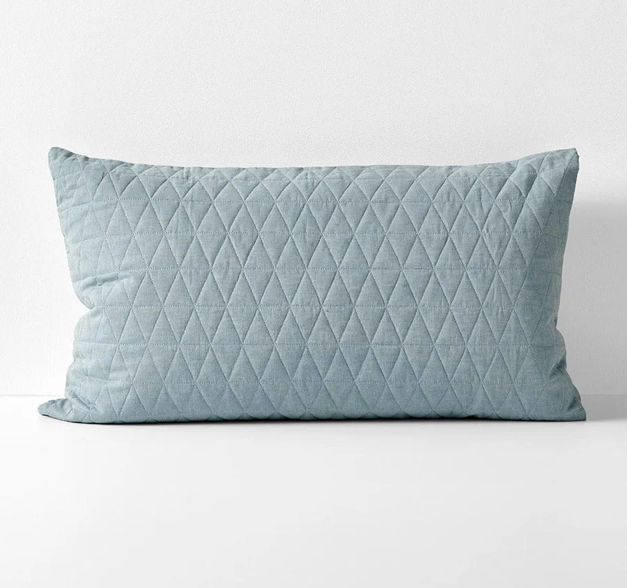 Chambray Quilted Standard Pillowcase Bluestone